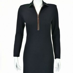Ralph Lauren Navy & Brown Leather Trim Dress US12
